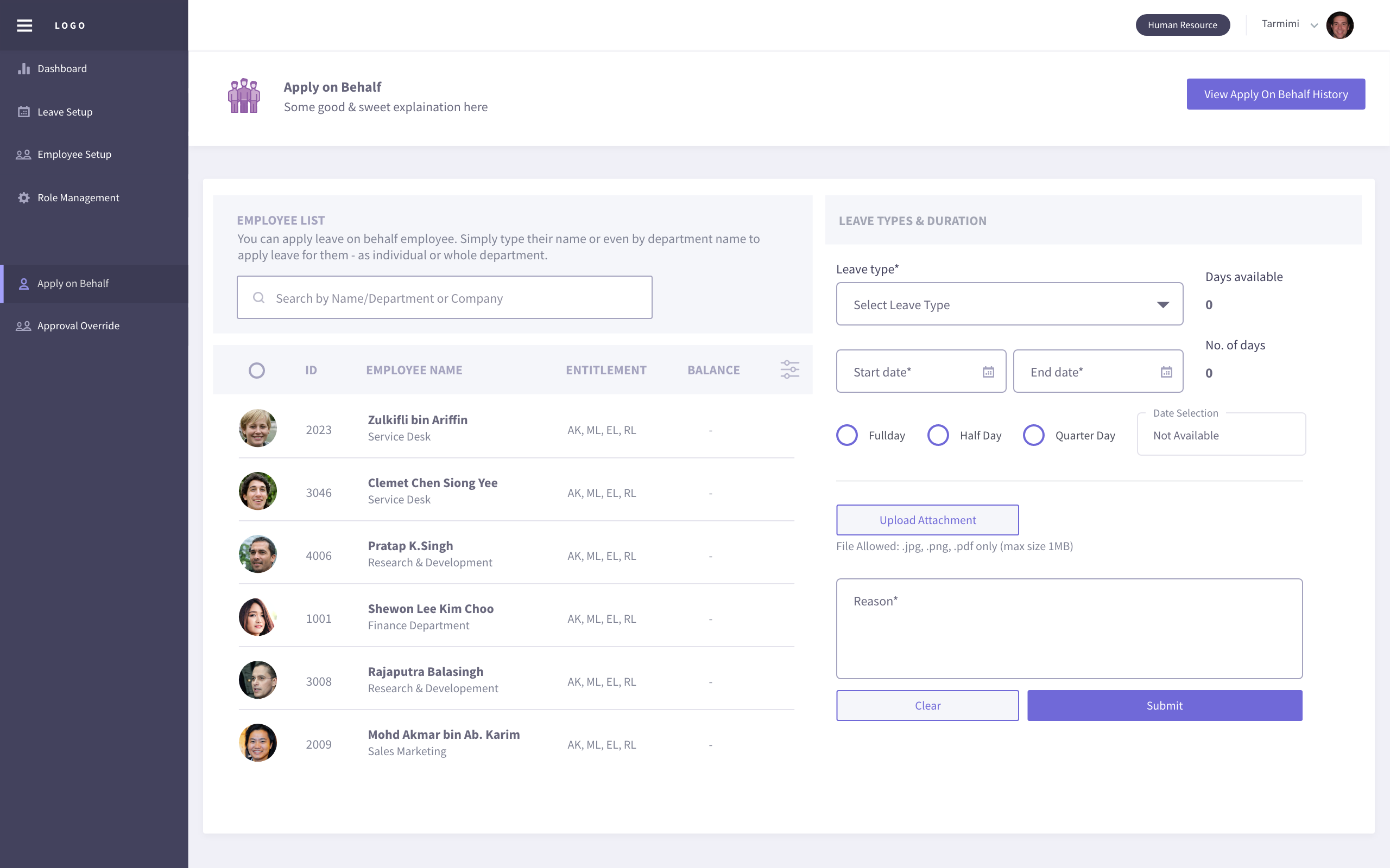 Apply on behalf overview
