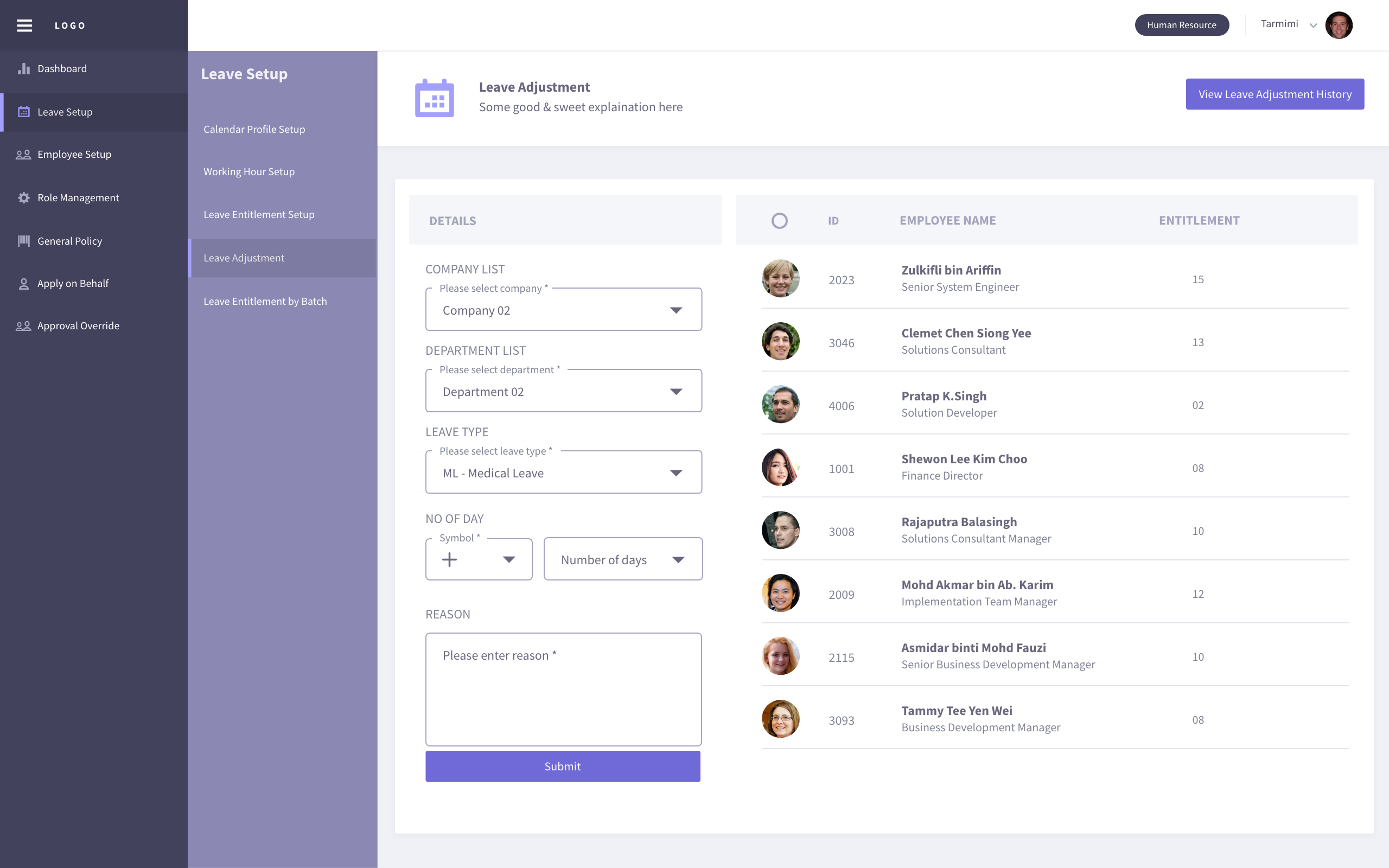 Leave adjustment overview